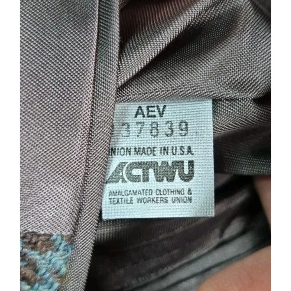Allyn Saint George Mens Vintage Wool Sports Coat 45L Teal Brown Check USA W706